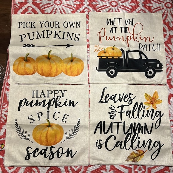 NWT set of 4 pillow covers. Zipper closure Fall Pumpkins Truck Autumn decor - Picture 8 of 8